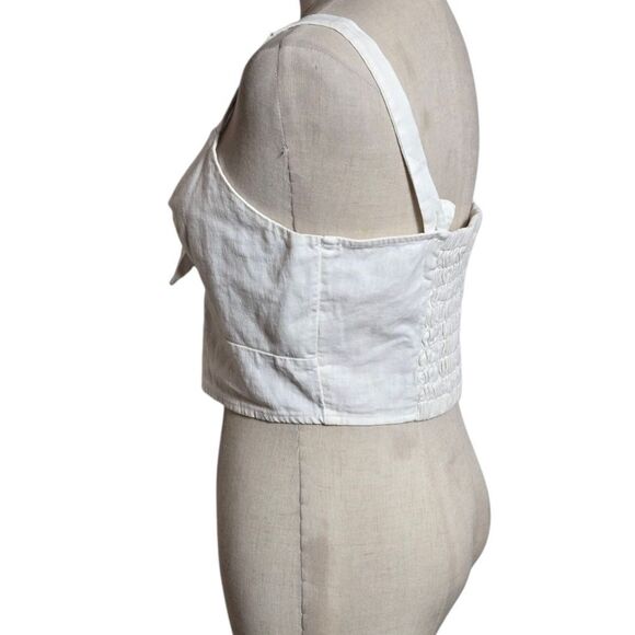 Universal Thread White Bow Detail Linen Blend Crop Top - Picture 5 of 7